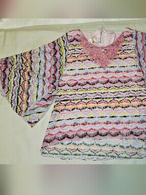Girls Size 8 Mia Belle Multicolor Wavy Print Top Like New